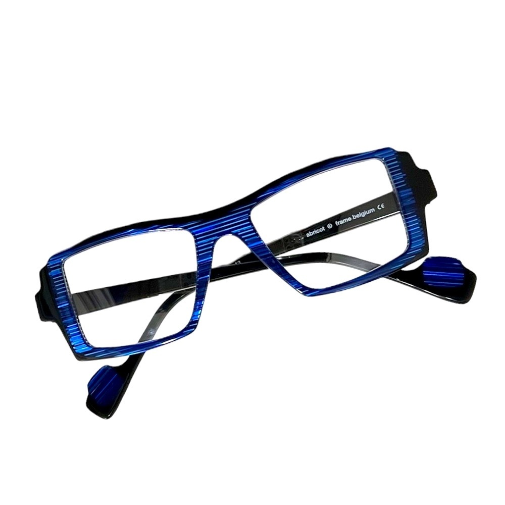 FRAMES by Theo ABRICOT Blue and Black Designer Eyeglasses Unisex